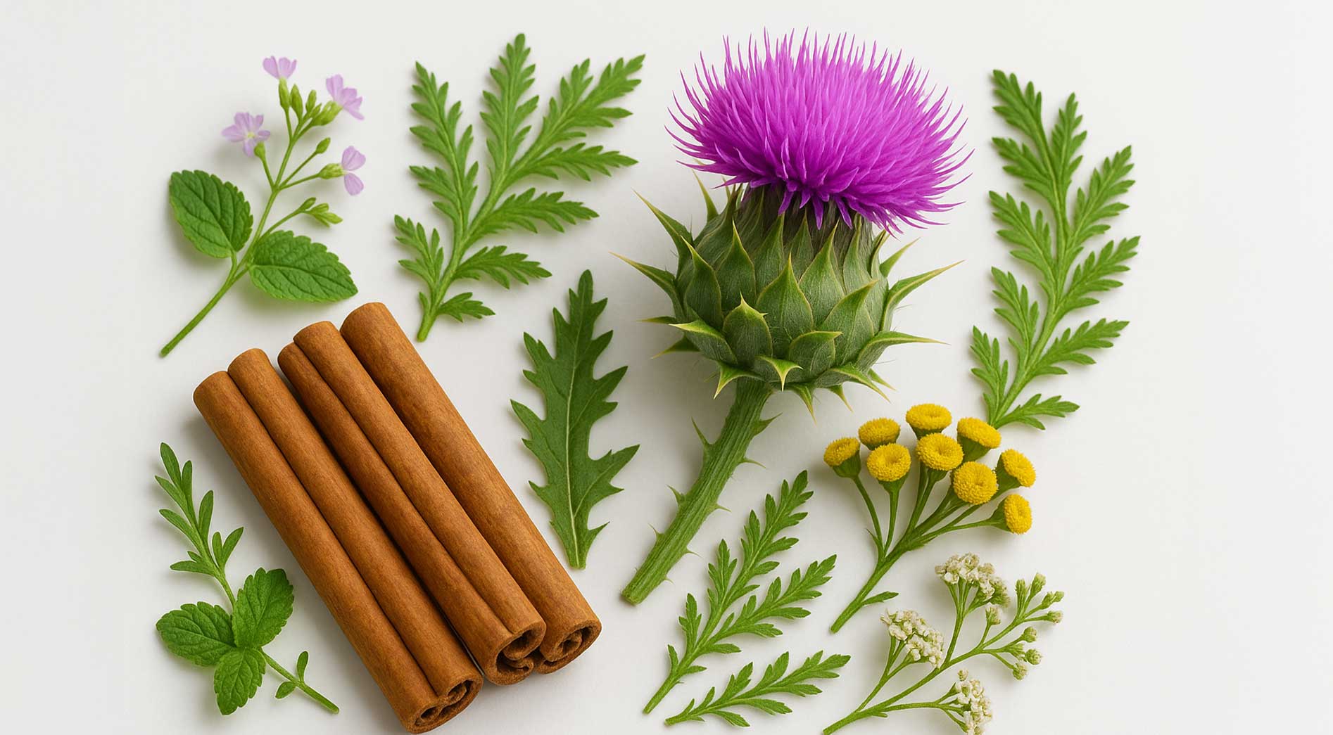 Estratti Vegetali Naturali dei Mangimi Progetto Q4 Ingredienti naturali della Linea Progetto Q4: stecche di cannella, cardo mariano e altre erbe officinali usate nei mangimi Molini Popolari Riuniti per il benessere intestinale e la salute del fegato degli animali.
